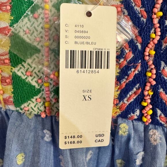 NWT Anthropologie Verb by Rhapsody Embroidered Blouse Boho Peasant Festival XS - Picture 9 of 14